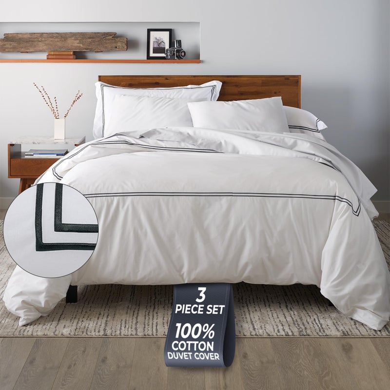 Ella Jayne Duvet Cover King (3 Pieces), 100% Cotton Percale, King/Cali King, Soft Breathable & Lightweight Including King Duvet Cover (1 Piece) 106 x 90 Inches with 2 Pillow Shams (Black Design) - Image 1